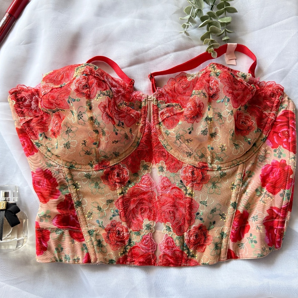Victoria’s Secret Dream Angels Strapless Corset Top | 36DD | Floral Embroidery | - Picture 7 of 13